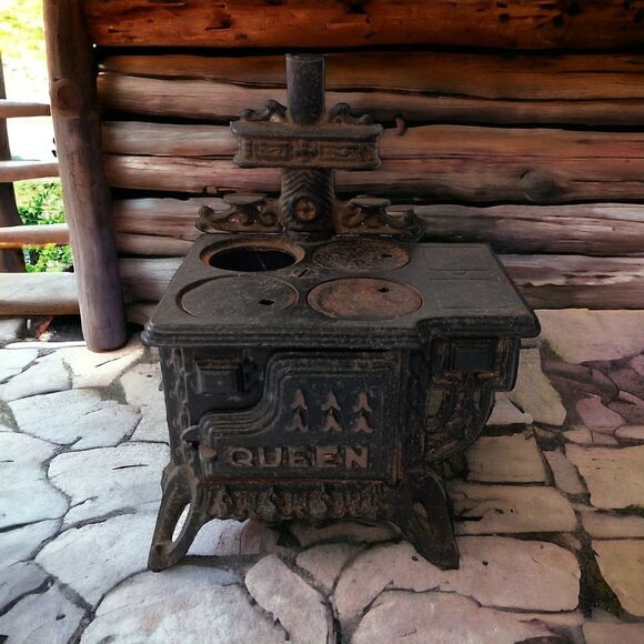 Queen Cast‎ Iron Stove Miniature Toy Salesman Sample Diorama Vintage Dollhouse. - Picture 15 of 16